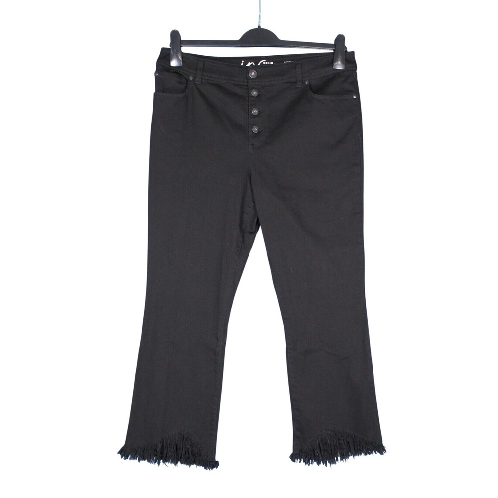 INC INTERNATIONAL CONCEPTS Denim REGULAR FIT Button-Fly FRAY CROPPED JEANS Sz 12
